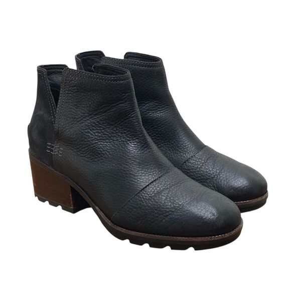 Sorel Cate Cut Out Booties Women’s Size 9.5 Black Leather Suede (HF33) - Picture 3 of 7